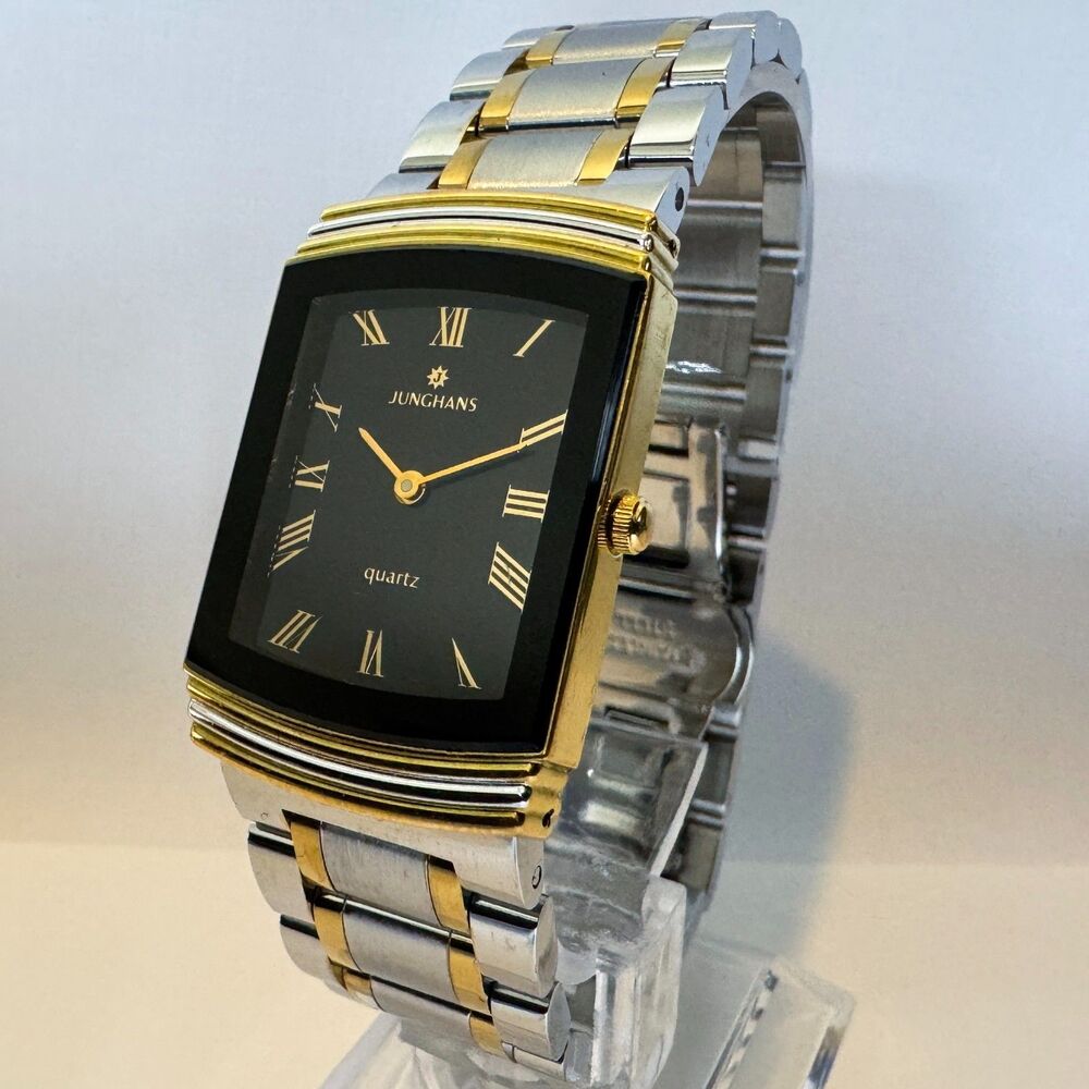 Rare 1991 Unisex Vintage Junghans Tri-Tone Tank Watch